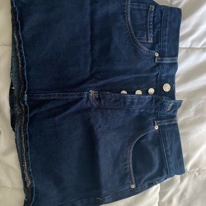 Blue mini denim skirt